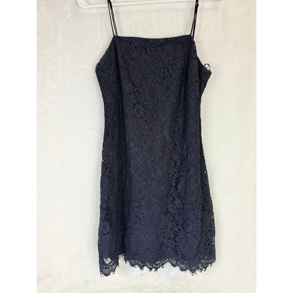 Blue Rain Navy‎ Lace Slip Dress Small Spaghetti Strap Lined Mini Shift Boho